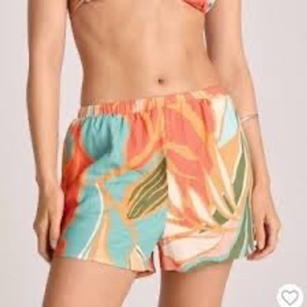 Vitamin A West Short Solstice Tropical Linen Blend Beach Cover Up Shorts Small